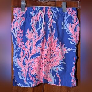 Lilly Pulitzer Blue and Pink Junior Capri Swim Trunk
